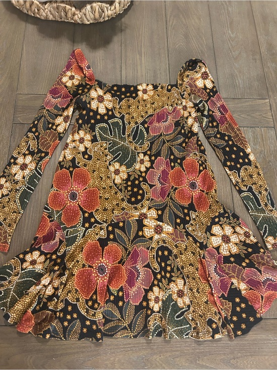 FARM Rio Dresses & Skirts - FARM Rio Black Floral Long Sleeve Dress with Warm Blooms